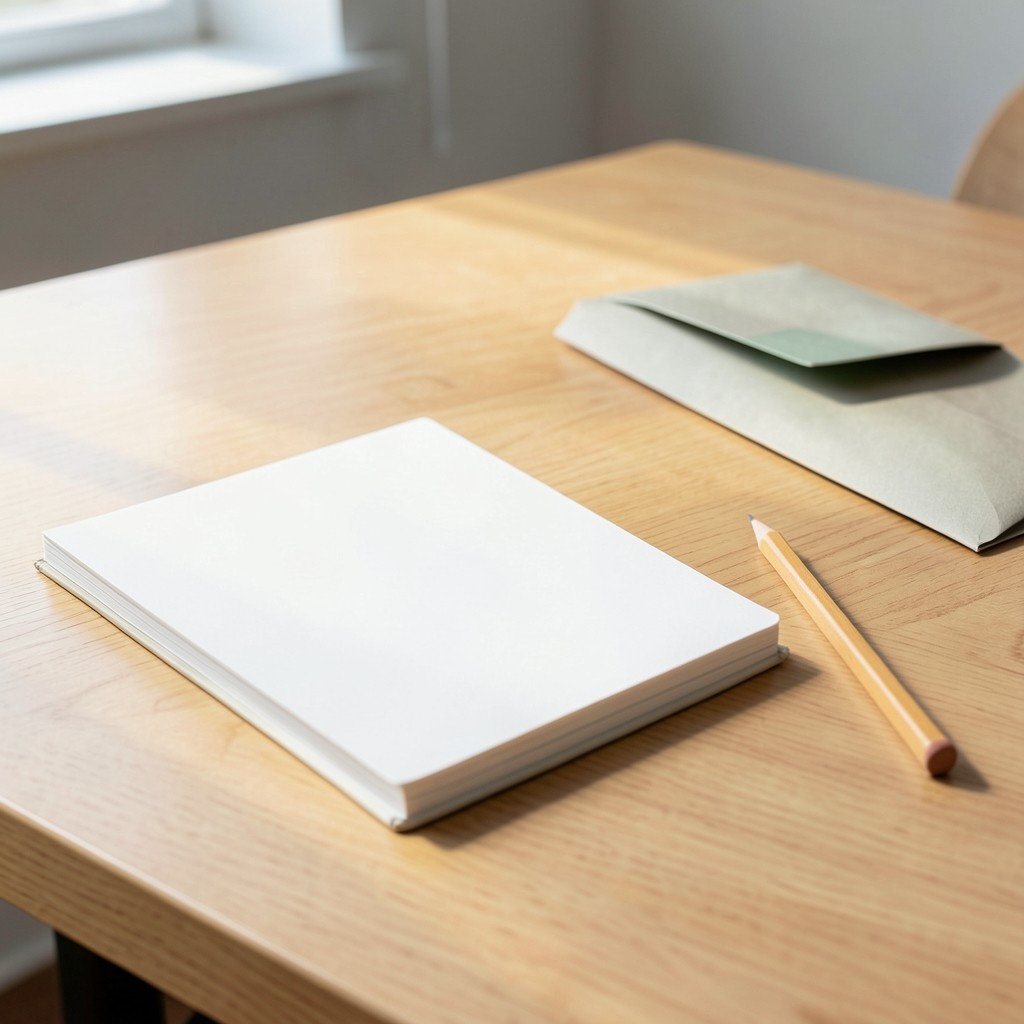 Notizbuch und Stift neben Ausbildungszeugnis auf einem Holztisch